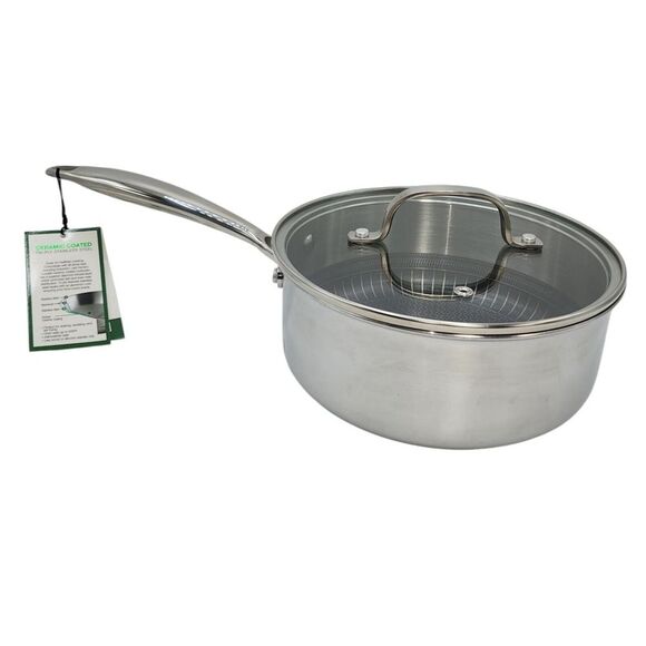 Lexi Home Ceramic Coated Tri-Ply Stainless Steel 2.7Qt Saucepan Cookware And Lid - Picture 1 of 13